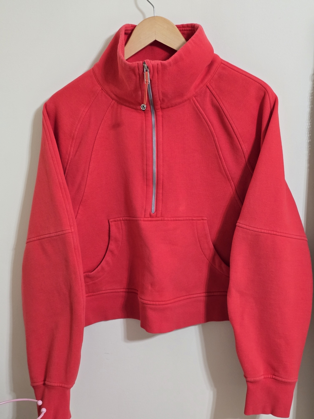 Lululemon Scuba Oversized Funnel Neck Half Zip in Carnation Red Size M/L